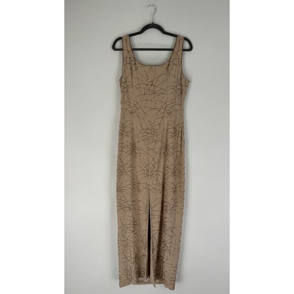 Macis Vintage Beaded Formal Evening Sleeveless Maxi Dress Womens 12 - Picture 7 of 10